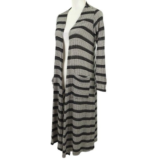 LuLaRoe Striped Open Front Cardigan Sweater Duster Womens Size XS Pockets - Picture 2 of 14